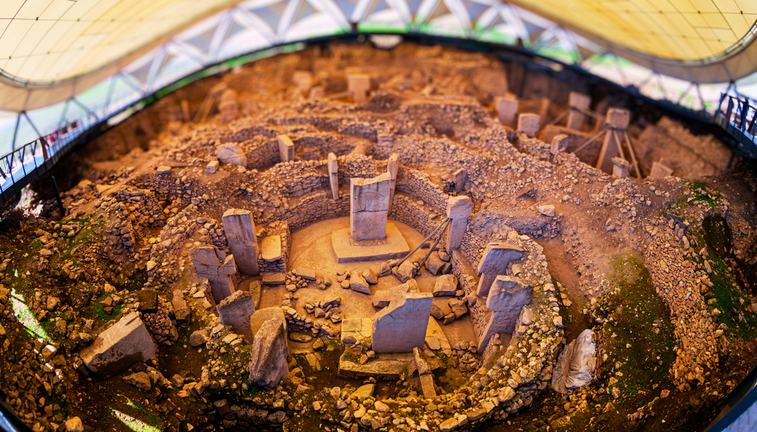 Gobekli Tepe Turkish for "Potbelly Hill", is an archaeological site in the Southeastern Anatolia. 12 thousand years ago. Gobekli Tepe archaeological site Sanliurfa/Turkey